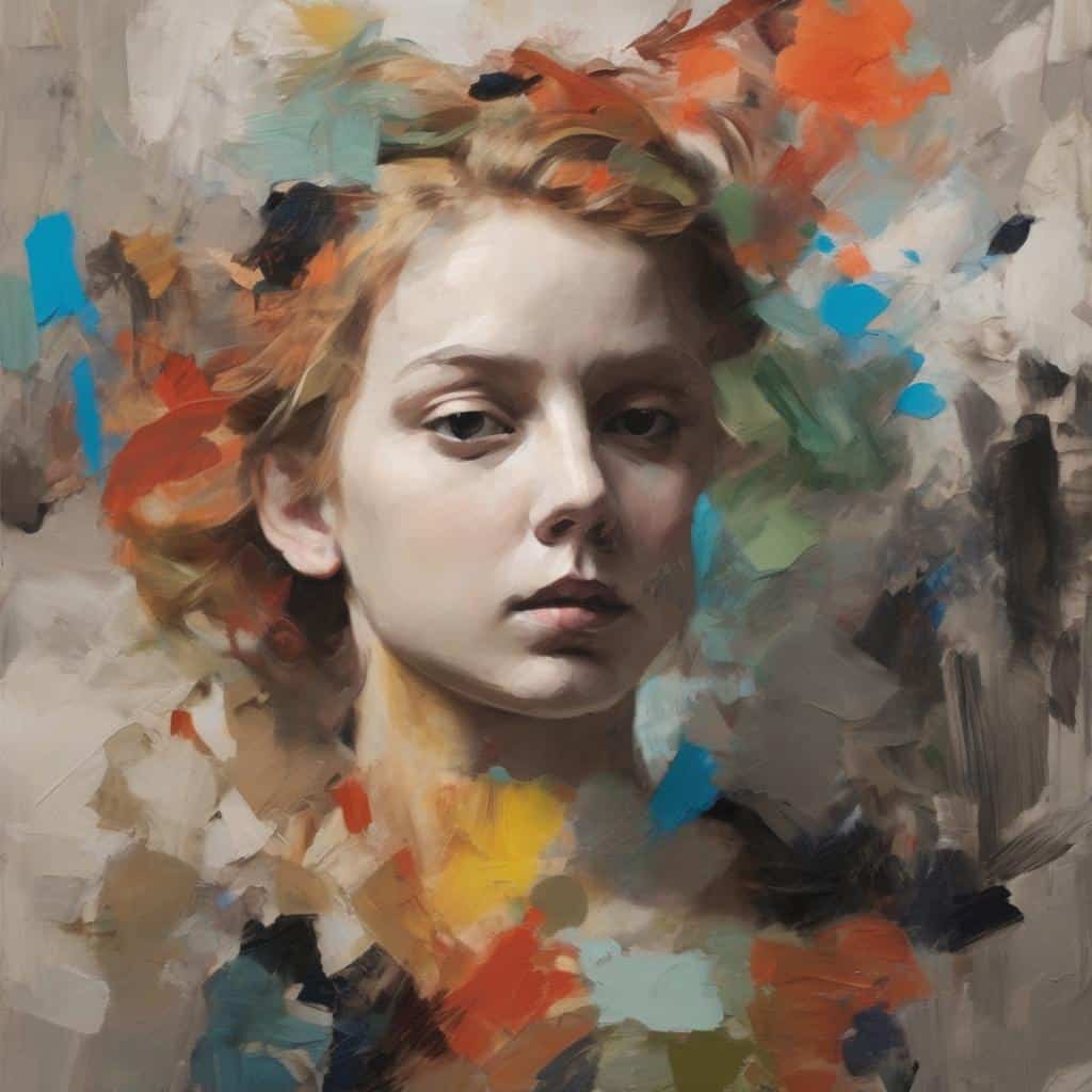 Ζωγραφική πορτρέτο γυναίκας, τέχνη μέσα από τα μάτια του δημιουργού, σύγχρονη τέχνη και εκφραστικότητα, πίνακας με έντονες πινελιές, σύγχρονη δημιουργία τέχνης.